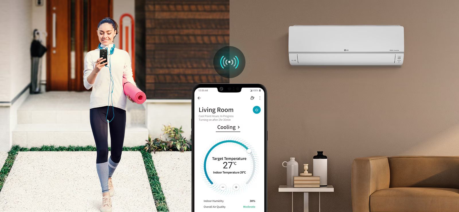 LG THINQ kết nối từ điện thoại với điều hòa, giúp việc điều khiển